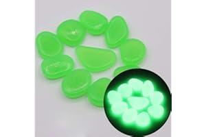 ULALAZA ToBe-U Lot de 200 Pierres phosphorescentes, Galets de Jardin pour extérieur, allée, fenêtre, Herbe, Remplissage de Vase et décoration d'aquarium. Free Fresh Green Round