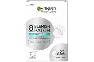 Garnier Blemish Patches, Hydrocolloid patches to reduce the appearance of spots in 8 hours, Ultra-thin & Invisible on all skin tones, Suitable For All Skin Types, Vegan Formula, 22 Patches