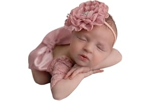 URFEDA Accessoires de photographie de nouveau-né, Bébé Fille Dentelle Barboteuse avec bandeau, Costumes de shooting photo de bébé, vêtements de bébé Tenues Set de vêtements pour bébé Photo Prop Accessoires