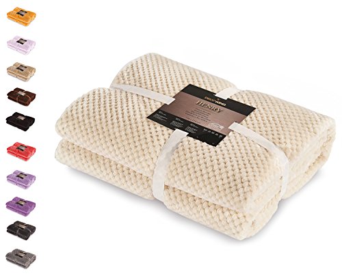 DecoKing 66140 Kuscheldecke 150x200 cm creme Decke Microfaser Mikrofaserdecke Fleecedecke Wohndecke Tagesdecke Fleece weich sanft kuschelig skandinavischer Stil ecru ivory cream Henry
