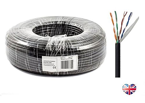 100 m cat5e-cca Externe Film gefüttert Outdoor Solid Netzwerk Kabel Spule schwarz Cat 5e 100 m