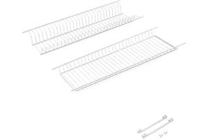 Gresinex - Escurreplatos de Acero Laminado Blanco para Mueble de Cocina – 2 Niveles, Revestimiento PVC, Instalación en Módulos 50, 60, 80 cm – Soporte para Platos y Vasos (Módulo 60)