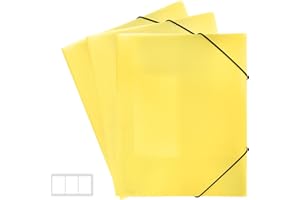 ‎FRETONBA FRETONBA Gelb Ordner 3er-Pack. Postmappe a4 Schule, Sammelmappe 3 Stück, Eckspannermappe Elastische Bandbefestigung, Schnellhefter PP-Material Robust und Langlebig, Dokumentenmappe