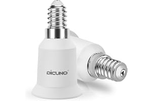 DiCUNO E14 till E27 sockeladapter, högkvalitativ omvandlare av lampsocklar för LED- och glödlampor samt kompaktlysrör, 2 st