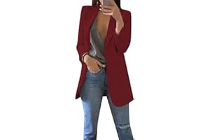Yming Frauen Langarm Blazer Vorne Offener Anzugjacke Reverskragen Büro Langarm Jacke Oversized