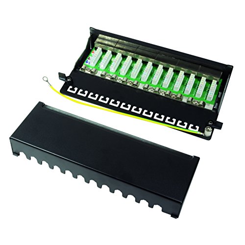 LogiLink Professional Cat.6A (500 MHz) Patchpanel – Verteilerfeld, Tisch/Wand/Desktop, STP (geschirmt) 12-Port (RJ45) - 5