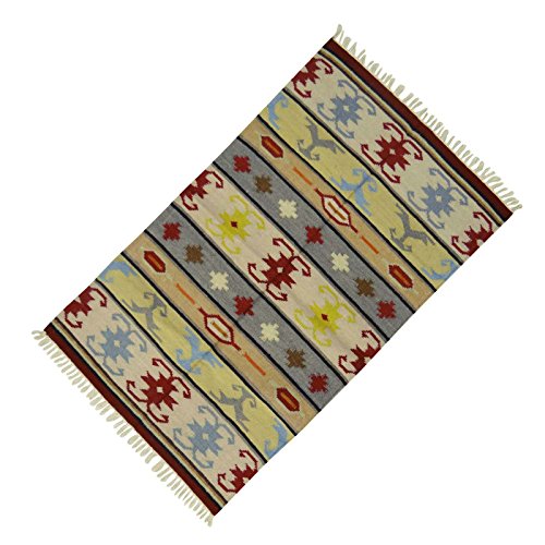 Preisvergleich Produktbild Indianbeautifulart Multicolour Bodenführung Dari Baumwolle Jute Flickenteppich Streifenmuster Kids Play Wurf 58 x 35 Inches