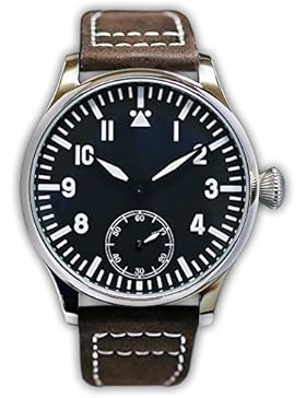 Mechanische PARNIS Edelstahl-Herrenuhr Modell 2048, mit SeaGull Handaufzugskaliber, Kalbslederarmband