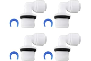 LT Easiyl 4x Gomiti A 90° Con Attacco Rapido Da 1/4" A 3/8" AG Con O-ring Per Filtro Per Acqua A Osmosi Inversa Da 6,5 Mm