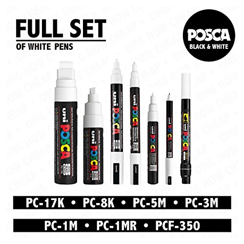 Acheter France Posca Blanc – Ensemble complet de 7 stylos (PC-17 K, PC-8 K, PC-5 M, PC-3 M, pc-1 m, PC-1MR, pcf-350)