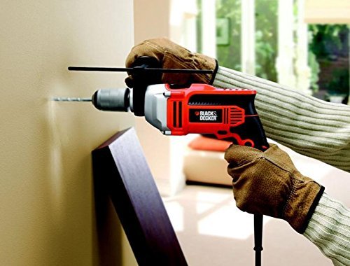 Black + Decker 800 W 1-Gang Schlagbohrmaschine, 13 mm Schnellspannbohrfutter, Tiefenanschlag, Koffer, KR805K - 5