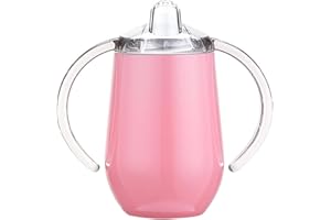 YAJEXUN Bicchiere Per Bambini - 300 Ml Bicchieri In Acciaio Inox Doppio Manico Tazza Isolata A Vuoto A Doppio Strato, Tazza Di Acqua Tazza Di Svezzamento Thermos Bicchiere Di Apprendimento Per Bambini