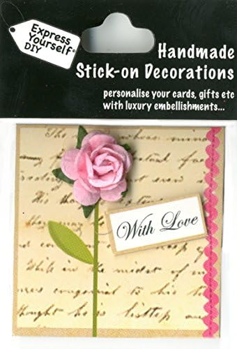 Express Yourself DIY, self adhesive, Rose 'With Love' Mini Topper - Ideal for Card Making, Scrapbooking, Papercrafts, Childrens Crafts etc