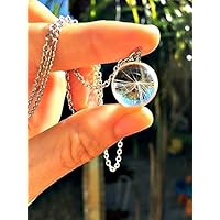 Valentinsgrußgeschenk Sterlingsilber kette Löwenzahn Samen Halskette Pusteblumen Anhänger mit GESCHENKBOX - Einzigartiger Glasanhänger Handgefertigte Kette Brauthalskette