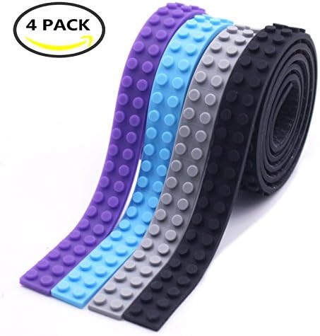 BUWANT 4 Rolls Loops Building Block Tape Roll Self-Adhesive Compatible Black,Purple,light Blue,Grey