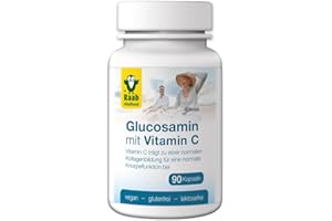 ‎RAAB VITALFOOD Raab Vitalfood Glucosamin-Sulfat mit natürlichem Vitamin C; für normale Knorpelbildung, 90 Kapseln, vegan, glutenfrei, 72 g