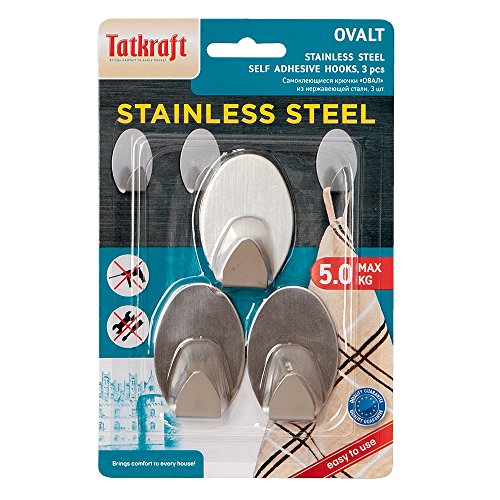 Tatkraft Ovalt Gross Oval Stark Selbstklebende Handtuchhaken Klebehaken Bad und Küche Edelstahl 3tk - 6
