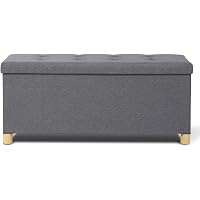 Banc Coffre Rangement 100 Cm - Tissu Bouclette Blanc, Pieds Métal Noir, Assise Capitonnée