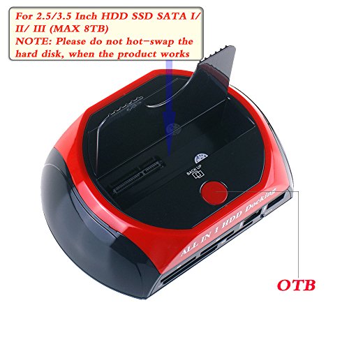 WANLONGXIN WLX-879U2C USB 2.0 zu SATA Festplatte Docking Station mit 2-Port Hub und Kartenleser für 2.5 und 3.5 Zoll Festplatte SSD SATA (SATA I / II / III) - 6