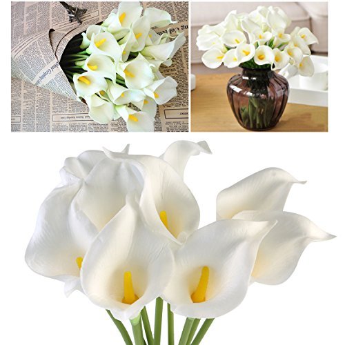 ULTNICE 10 Stücke Weiche PU-künstliche Blume Calla-Blumen-Anlage für Hochzeits-Ausgangsdekoration-Weiß - 2