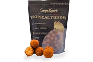CarpeXpert - Bouillette Tropical Tundra 15/20mm - Compacte & Fruité - Diffusion 22h+ - Toutes Saisons - 1kg - Appât pêche Carpe, Amorce Longue Durée, Attractant Puissant, Pêche en Étang & Rivière