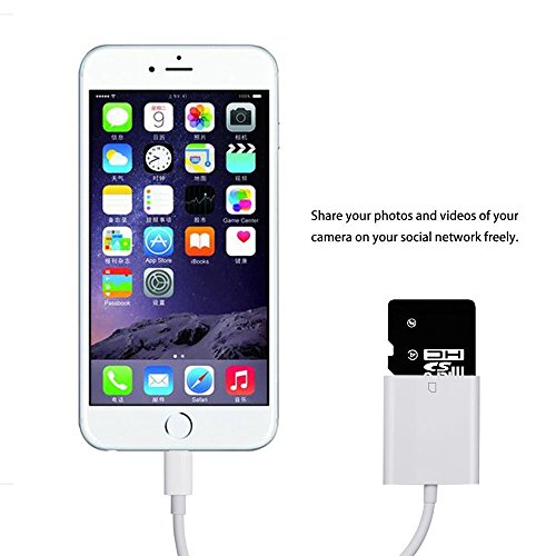 Lightning to SD Card Reader for iPhone iPad, Trail and Game Camera Card
Reader Adapter Cable for iPhone, iPad Mini and iPad Air No App
Required- IOS 9.2 or up to 10.3.2 [Updated Version]