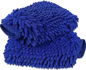 SUNAM Car Wash Mitt Free Size Microfiber Wash Mitt for Car Cleaning Mitts Tools Premium Chenille Scratch-Free Car Washing Gloves Car Wash Kit Accessories Rag Sponge