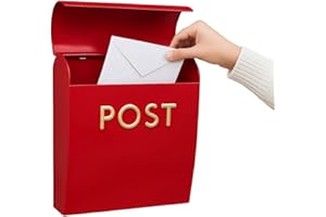 Assorted Collections Red Post Box Wall Mounted Letterbox with Easy Access No Lock for Outdoor Use Weatherproof And Durable Mailbox Easy Installation, Strong Construction Perfect for Homes and Offices
