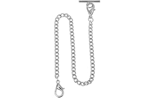 Weforu 14.5 inch Pocket Watch Chain with Albert T-Bar and Lobster Clasps for Link Vest