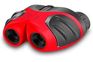 JRD&BS WINL BIBOYELF 8X21 Compact Jumelles pour Enfantsjouets De Randonnée pour Enfants De 3 à 12 Ans,Rouge