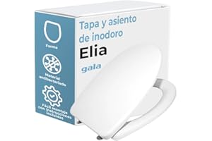 Gala asiento colección Elia modelo G5137001 - Repuesto de tapa fija, para Inodoro/WC, acabado color blanco, 35 x 4,5 x 44,8 cm