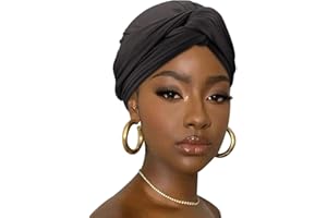 DRESHOW Hair Wrap para Mujeres Acanalado Suave Turbante Stretch Jersey Cabeza Bufanda Transpirable Ligero Turbante Color Sólido