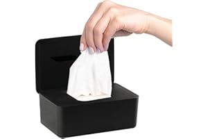 XIANGJUNLY Scatola portaoggetti per salviettine umidificate, contenitore dispenser per tovaglioli di carta igienica con coperchio, per scrivania di casa e ufficio (nero-1)