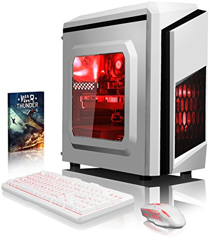 VIBOX Pyro GS460-217 Gaming PC - 4,0GHz AMD FX Quad-Core Prozessor, Geforce GTX 1060, leistungsfähig, Hochleistung, leistungsstärker, Desktop Gamer Computer mit Spielgutschein, Rot Innenbeleuchtung, lebenslange Garantie* (3,8GHz (4,0GHz Turbo) Superschneller AMD FX 4300 Quad-Core Prozessor CPU, Nvidia GeForce GTX 1060 3GB Grafikkarte, 8GB DDR3 1600MHz RAM, 1TB (1000GB) SATA III HDD 7200rpm Festplatte, 85+ Netzteil, CIT Storm Weiß Rot Gaming Geh§use, AM3+ Mainboard, Ohne Windows Betriebssystem)