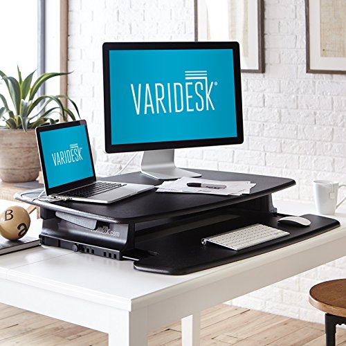 Sitz-Steh-Schreibtisch – Steharbeitsplatz – VARIDESK Pro 36 für ein bis zwei Monitore – Schwarz - 3