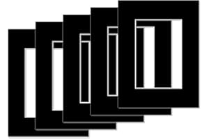 AlphaUVplus - 5 Stück - Passepartouts in Museumsqualität - 1,4mm stark - Schwarz - Außengröße: 40x50cm / für Foto: 30x40cm