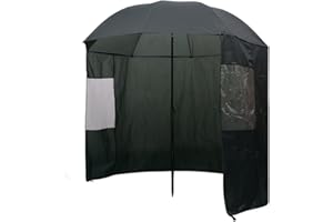 SOULONG Fishing Umbrella Tent Top Tilt Angling Shelters with Zip On Sides Windows Brolly for Outdoor,with FREE Carry Bag,Dark Green
