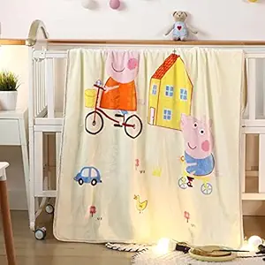 CUTEABLY Baby Blanket Cartoon 1 Ply Print Light Weight Soft Cozy Plush Fleece Coral Velvet Fuzzy Blanket for Boys Girls Kids Toddler All Season Blankets (320 Grams) - 100x150 cm