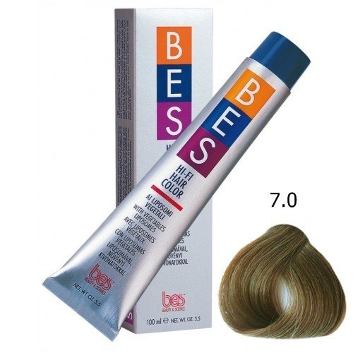 Bes - Hi-Fi Hair Color - Vegetables liposomes - Couleur des cheveux - coloration - 100 ml - Couleur?: # 7.0 Blond