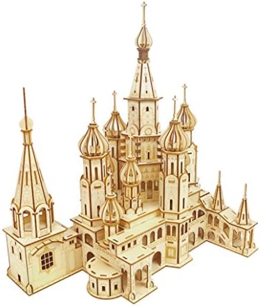 lemogo 3D Wooden Puzzles DIY Safe Assembly Constructor Kit (Saint Basil's Cathedral)