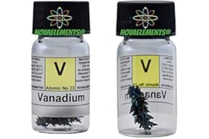 NOVAELEMENTS Vanadio metallico CRISTALLI elemento 23 V, 1 grammo 99,9% in fiala di vetro con etichetta