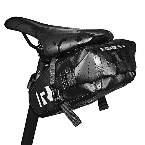 Borsa da sella Jhua Bike Borsa da bicicletta impermeabile Sear Pack con borsa da campeggio in PVC leggera e regolabile Borsa nera