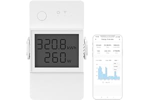 SONOFF POW Elite Interrupteur Connecté WiFi avec Mesure Consommation Electrique, 20A/5000W Haute Puissance Interrupteur Sans Fil, Wattmetre Compatible avec Amazon Alexa/Google Home, écran LCD
