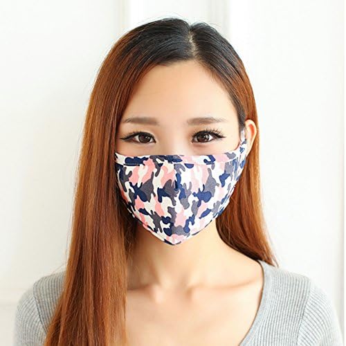 [ Pack-2 ]JELLYEA Unisex Reusable Camouflage Anti-Dust Anti-Smoke Anti-Solid Anti-Virus Earloop Face Mouth Mask,Pink