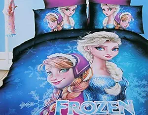 CEAZER Kids Cotton Frozen Latest Series Single Bed Sheet with Pillow Cover (S/Size, Blue)