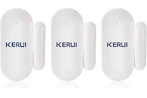 KERUI MC7 Mini Sensor Puerta y Ventana Inalámbricos, Kit Alarma Antirrobo, Sensor Movimiento 433M, Compatible con KERUI Sistema Alarma Seguridad gsm/WiFi para Hogar/Tienda/Garaje/Oficina/Autocaravana