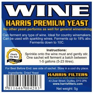 5 x Premium Wine Yeast Sachets for Home Wine Making
