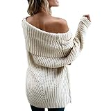 iHENGH Neujahrs Karnevalsaktion Damen Herbst Winter Bequem Lässig Mode Frauen Schulterfrei Strapless Sexy Solid Color Strickpullover und Pullover
