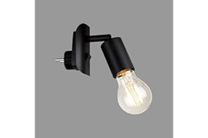 BRILONER Lampa wtykowa, 9,5 cm, maks. 25 W, czarna