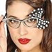 Produktbild NET TOYS 50er Jahre Vintage-Brille | Schwarz-Silber | Funkelndes Damen-Accessoire Cateye mit Schleife & Strass | Perfekt geeignet für Mottoparty & Themenabend